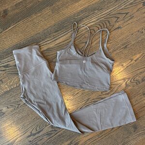 Lululemon Align Strappy Tank & Ribbed Mini Flare Short Leggings Set Nomad NWOT